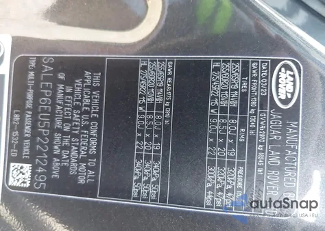 2023 Land Rover Defender 90 Se z USA, uszkodzony, nr VIN SALEP6EU5P2212495